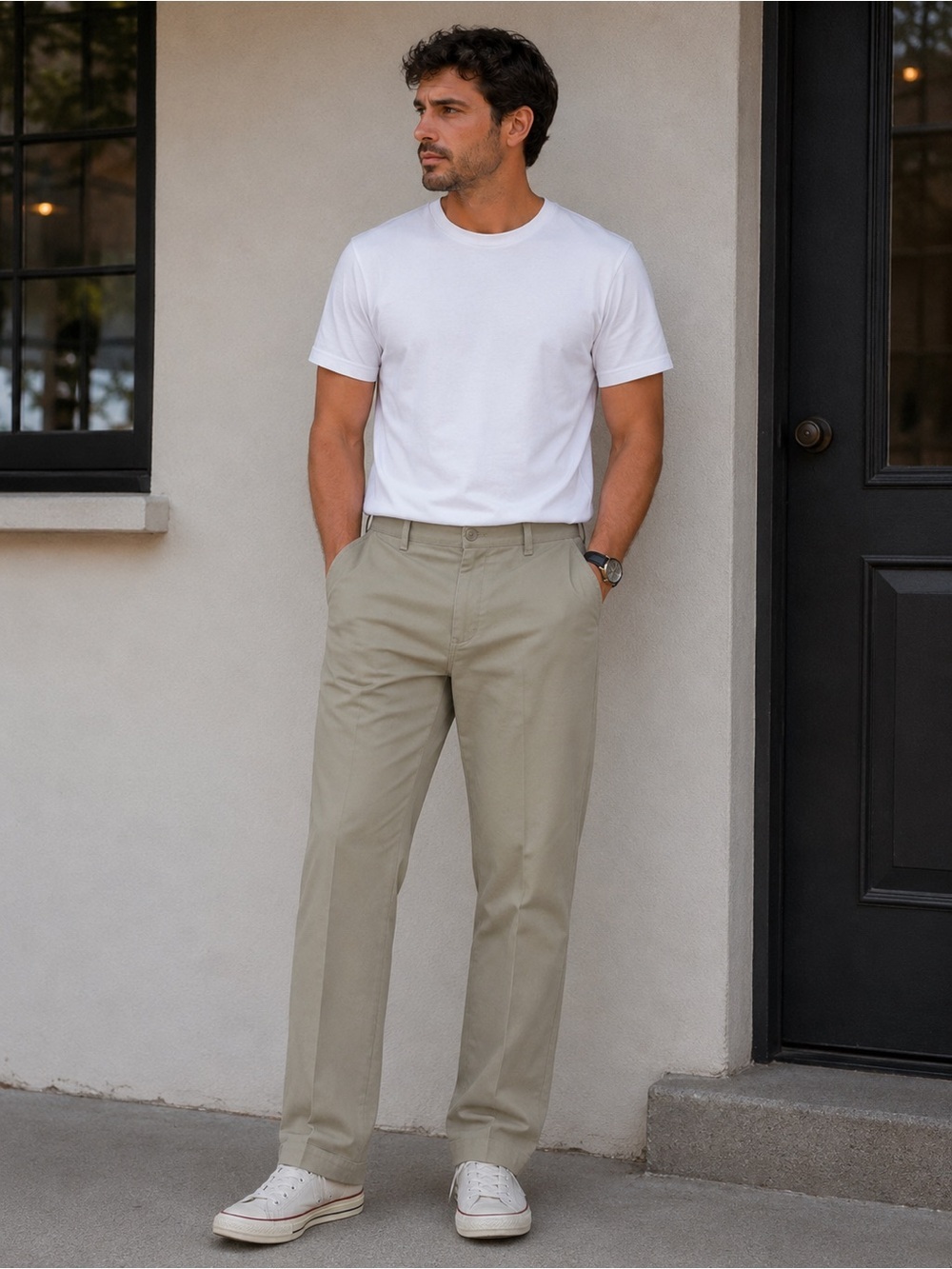 Men's Straight-Fit Chino Pants in Light Khaki